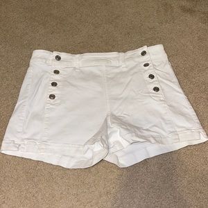 White High-Waisted Jean Button-Up Shorts